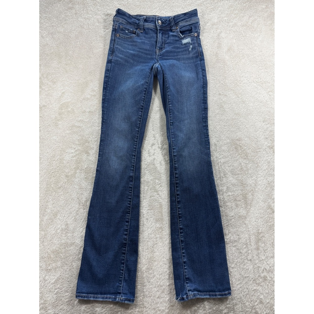 American Eagle Womens Kick Boot Next Level Stretch Blue Jeans 000 Meas: 25x31